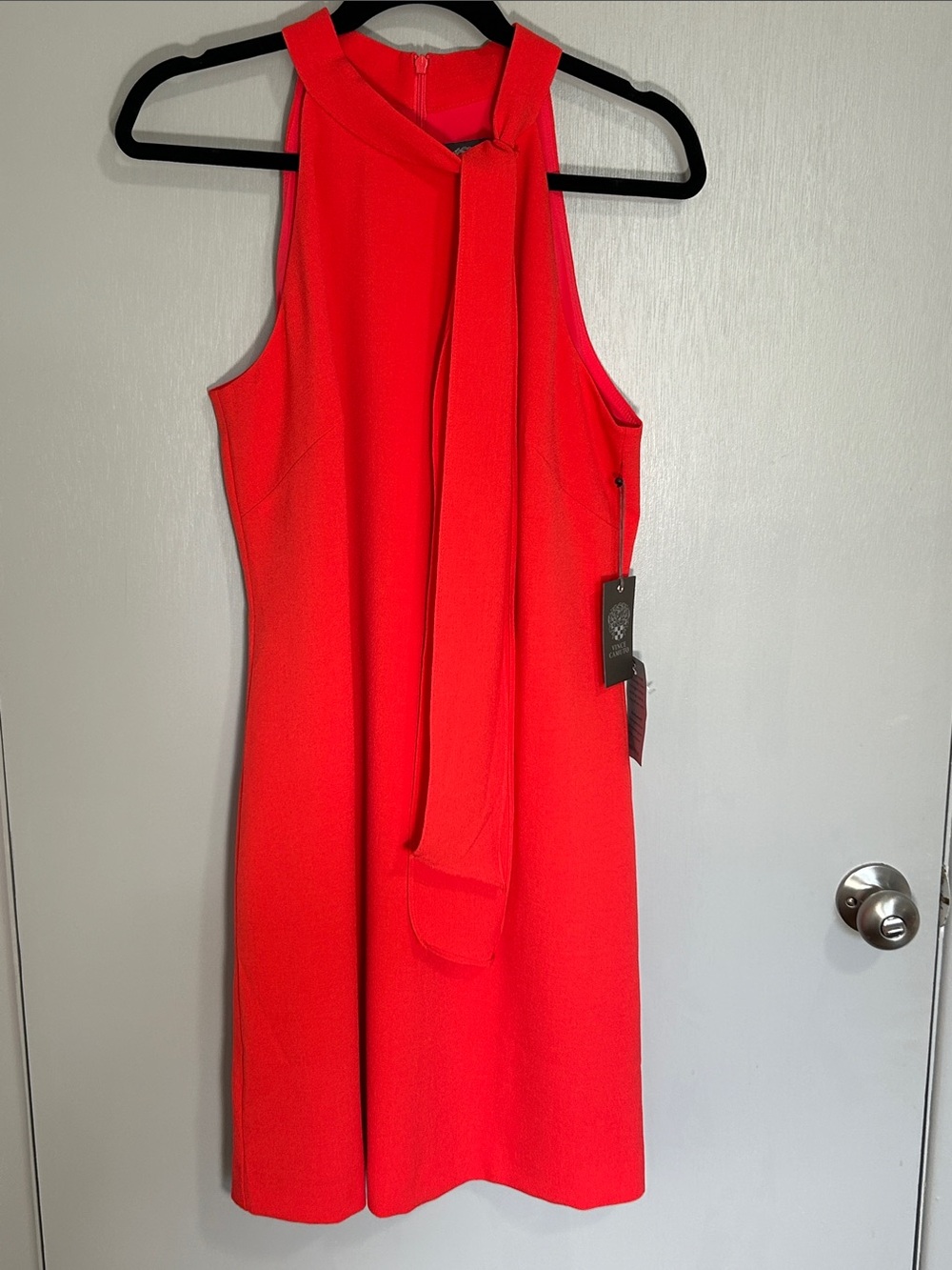 Vince Camuto Bow Neck Halter Shift Dress Crimson Red Cocktail NWT Size 12